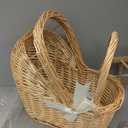 Decorative Wicker Carriage-Shaped Basket for Baby Shower Centerpieces - Woven Rattan Flower Basket, Vintage Willow Planter for Table Decor, Boho Party Decoration & Photography Prop, Large