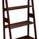 Amazon Basics 5-Tier Ladder Bookshelf Storage Organizer, Tall Bookcase for Small Space, Solid Rubberwood Frame, Modern Display Shelf, Espresso Finish, 14" D x 24.8" W x 70.1" H