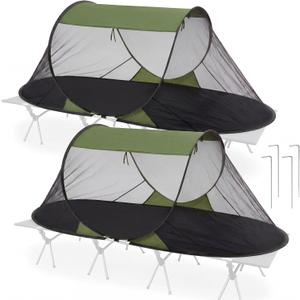 2 Pack Pop up Mosquito Tent for Camping 1 Person Instant Setup Foldable Bug Net Cot Tent with Ground Pin Portable Waterproof Screen Net for Cot Bed Hiking Summer Beach Outdoor