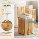 120L Bamboo Laundry Hamper with Lid, Laundry Basket with Liner and Handle, 17.7"L x 17.7"W x 25.6"H