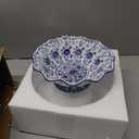 9.4in Blue and White Ceramic Fruit Bowl, Porcelain Decoration Bowl, Fruit Serving Plate,Storage Bowl,Decorative Pedestal Bowl for Table Countertop,Kitchen Island Centerpiece, Home Dining Dcor