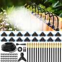 MIXC 100Ft 1/4" Drip Irrigation System,2026-Upgrade Garden Irrigation Kit with 16pcs Adjustable Copper Nozzles,Atomizing Watering System for Outdoor Plants,Raised Bed,Yard,Potted Plant,Lawn, 100ft + 16pcs Nozzles and Connectors
