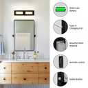 Battery Operated Resin Wall Sconce - Wireless Rechargeable Black Wall Light Dimmable LED Remote Wall Sconces Lighting Modern Cordless Vanity Light Fixtures No Wiring for Living Room Bedroom Bathroom, 19.3 Inch