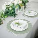 MCEAST 300 Pack Round Sage Green Paper Doilies 13.5 Inches Lace Paper Place Mats Rustic Scallop Doily Disposable Table Pads for Food Cakes Crafts Party Weddings Tableware Decor