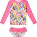 QPANCY Girls Rash Guard Swimwear Swimsuit Bathing Suits UPF 50+ Sun Protection (10-11 Years, Cat)