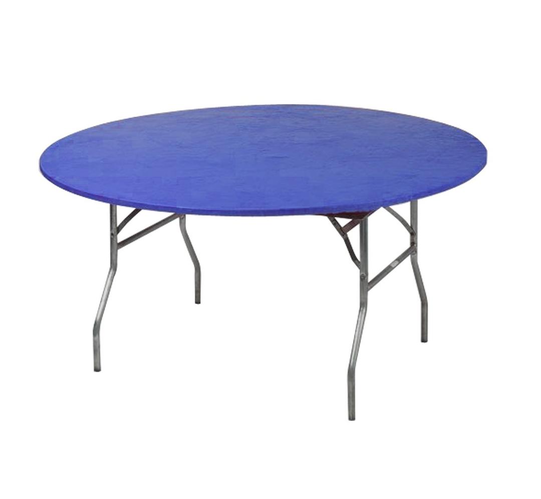 Kwik-covers 60pkb Round Plastic Table Cover With Elastic Edging, Blue, 60"
