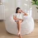 MAXYOYO Bean Bag Chair for Adults, Large 5 ft Bean Bag Chair with Foam Filling, Ultra Soft Fur Lazy Sofa for Living Room Bedroom, Machine Washable Cover