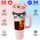 WETOWETO 40oz Tumbler with Handle and Lid | 100% Leakproof Insulated Stainless Steel Travel Mug | Keeps Cold 34Hrs/Hot 10Hrs | Dishwasher Safe, Fits Car Cup Holder (Rose Quartz Color)