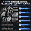 2.4 Timing Chain Kit 9-4201S Head Gasket Water/Oil Pump VCT Solenoid Actuator Gear Guide Rail Sprocket for Chevy Equinox Malibu,for Buick Lacrosse Regal Verano,for GMC Terrain 2.4 2.2L Ecotec