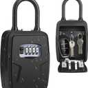 Key Lock Box Outdoor with Code, Large Key Lockbox for Keys Outside Portable Lock box for Keys, 4 Digit Combination Key Safe Storage, Waterproof Keybox Wall Mounted for Outdoor Home Garage Office (Black)