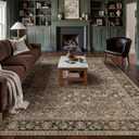 HUGEAR 9x12 Machine Washable Rugs Brown Hallway Large Area Rug Indoor Accent Rug Floral Low Pile Carpet Soft Throw Aesthetic Rug Bedroom Living Room Office Dining Room Kitchen Laundry Room