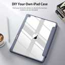 Kenke for iPad 9th Generation Case 2021/iPad 8th Generation Case 2020/iPad 7th Generation Case 2019 iPad 10.2 Inch Case with Left Side Pencil Holder & Hard PC Acrylic Transparent Back Shell (Purple)