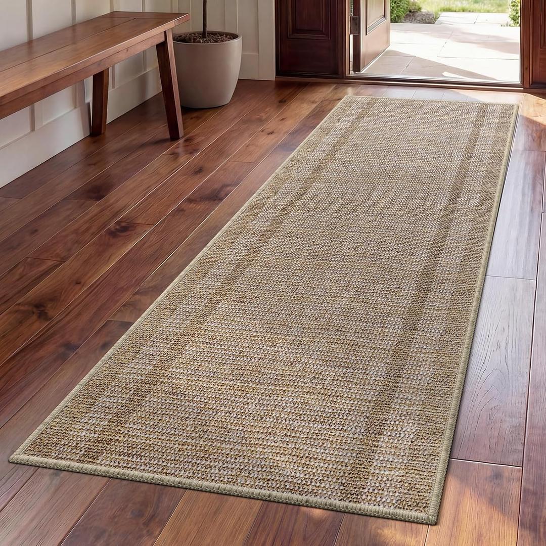 Hallway Runner Rug 2x6, Non Slip Washable Kitchen Runners Mat, Thin Entryway Floor Mat Fit Under Door, Soft Low Pile Indoor Carpet