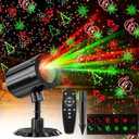 Christmas Projector Lights Outdoor, GUSODOR Red & Green Christmas Pattern Projector with Remote & Timer, IP65 Waterproof Landscape Lights for Indoor Outdoor Christmas Decorations