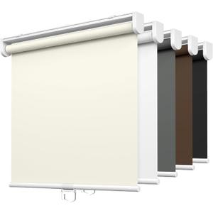 LazBlinds No Tools No Drill Cordless Roller Shades, 100% Blackout Roller Blinds for Windows, Thermal Insulated UV Protection Waterproof Roll Up Window Blinds and Shades, 27'' W x 72'' H, Cream