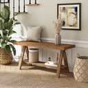 RowyPoey Solid Wood Bench, 39" Farmhouse Entryway Bench with Shoe Storage