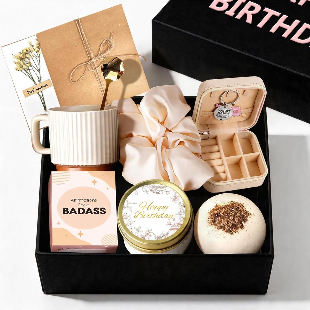 Happy Birthday Gift for Women，Birthday Box with Affirmation Cards, Large
