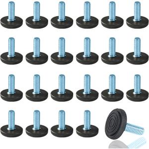 WAFJAMF 24 PCS M8 Thread Adjustable Furniture Levelers Screw in Threaded, Adjustable Levelers Feet Screw On Furniture Glide Leveling for Table, Chair, Furniture Legs (M8 Thread)