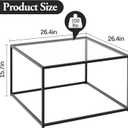 Black Glass Coffee Table for Living Room,Square Coffee Tables for Small Spaces,Simple Tea Cocktail Modern Center Tables, Living Room Tables,Easy Assembly,26 * 26inBlack & Clear Glass, 39.4 x 18.9 x 17.7 inches