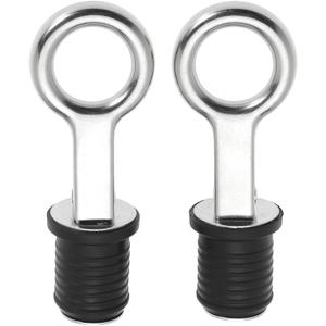 Nayciiy 2 Pcs Boat Plug Snap Handle Boat Drain Plug Rubber Plugs with Brass/Stainless Steel Handle Marine Twist Plug Boat Accessories (Stainless Steel, 1 inch)