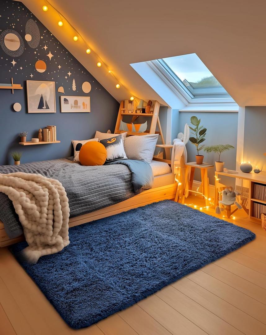 Ophanie Blue Rug, Boys 3x5 Rugs for Bedroom Royal Dark Blue Carpet Nursery Aesthetic, Kids Playroom Navy Area Rugs for Girls Teen Home Decor