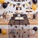 4 Pcs Graduation Table Runner 29 x 70 Inch Glitter Grad Cap Black Tulle Table Runners 2026 Graduation Decorations for 2026 Grad Home Party Decor
