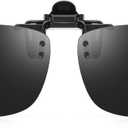 Polarized Clip-on Flip Up Metal Clip Rimless Sunglasses for Prescription Glasses (Dark Black - Cat.4 Lens)