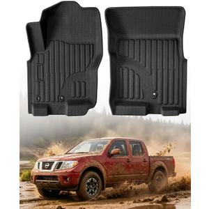 for Nissan Frontier Crew Cab 2008–2021, Fits Original Floors,Trucks Liners | Front Seat Utility Mats Custom Fit All-Weather Heavy-Duty TPE