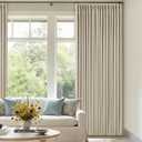 94 Inch Long Blackout Curtains Thick Linen Pinch Pleated Curtains 2 Panels for Bedroom Living Room Darkening Light Blocking Energy Save Pinch Pleat Back Tab 94 Inch Window Drapes Cream Beige Oatmeal