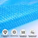 15ft Round Pool Solar Cover for Inground & Above Ground Pools Solar Pool Heater with Bubbles with Bubbles Dustproof Cover Solar Pool Hot Tub Floating Thermal Blanket Insulates Pool Water, Blue