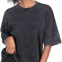 Womens Washed Vintage Oversized T-Shirt Baggy Workout Tops Short Sleeve Cotton Tshirts Streetwear Boyfriend Tee (L)