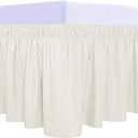 1 PC Wrap Around Elastic Dust Ruffles Bed Skirt- Ivory | Queen Size Skirt/Bed Frame-100% Cotton 600 Thread Counts Easy to Put On/Off 18" Tailored Drop Length Ultimate Collection for Bed Set