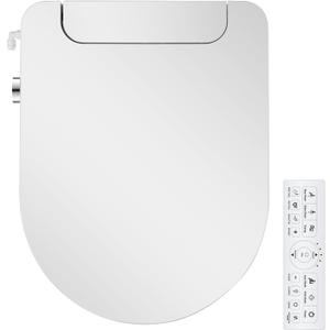Electric Bidet Toilet Seat, Round, Warm Water with Air Dryer, Heated Seat and Slow Close Lid, Front and Rear Wash, LED Nightlight, Wireless Remote, White, 101D