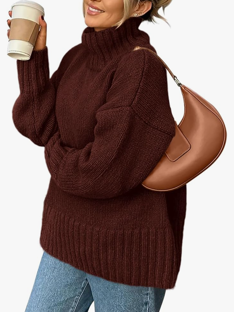 PRETTYGARDEN Women's 2025 Fall Oversized Sweaters Turtleneck Casual Long Sleeve Chunky Knit Pullover Tops Winter ClothesXL