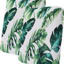 hyha Printed Couch Cushion Covers, Floral Sofa Covers Washable for 2 Cushion Couch, Stretch Pattern Outdoor Cushion Covers for Patio Furniture with Elastic Bottom(2 Packs, Monstera Deliciosa)
