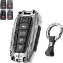 Heavy Key Fob Cover for Toyota,Car Key Case Protector for RAV4 Camry Highlander 4Runner Corolla Avalon Mirai Prius 86 C-HR HYQ14FBC Zinc Alloy Keychain (Silver)