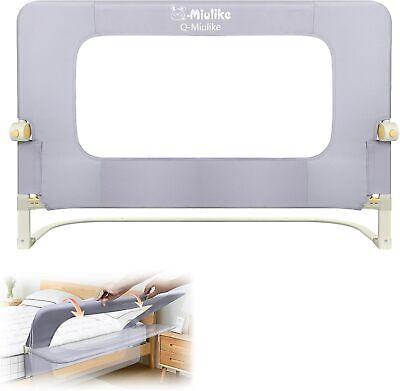 Q-MIULIKE Baby Bed Rail for Toddlers Smooth Flip-Down Safety 1.5m, Grey