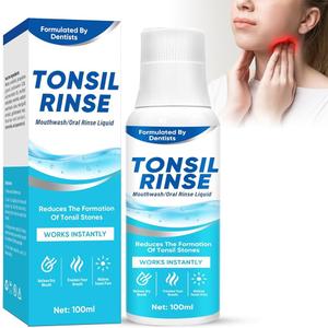 Tonsil Stone Mouthwash, Fresh Breath Oral Rinse for Tonsil Stone Removal and Prevention, Alcohol Free Mouth Wash Treatment Eliminates Bad Breath - Mint Flavor, Pack Of 2