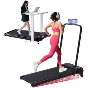 ​Folding Foldable Walking Pad Treadmill with Handle Bar and Adjustable Incline, 3.5HP Portable Electric Treadmills with Handles for Home Small, Home Treadmills with Incline, 0.6-7.6MPH, 350LBS