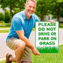 128 inch 3X Please Do Not Drive Or Park On Grass Double Sided Plastic Signs with Metal Wire H-Stakes - Stay Off Lawn Sign - No Parking on Grass - No Parking Private Driveway - Keep Off The Yard Sign