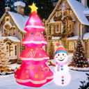 7FT Christmas Inflatables Cute Inflatable Christmas Tree with Snowman Christmas Decorations Outdoor Christmas Blow Up for Yard, Outside, Built-in LED Lights with Tether