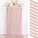 MLMC 12 Pack Dusty Pink Cheesecloth Table Runner 10ft Rustic Gauze Cheese Cloth Table Runner Bulk 35x120 Inches for Romantic Wedding Bridal Baby Shower Anniversary Party Decor