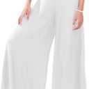 LOFBAZ Women's Wide Leg Palazzo Pants Yoga Lounge Hippie Harem Flowy Trousers (White, S)