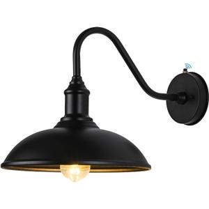 Dusk to Dawn Exterior Farmhouse Lighting Barn Light Fixture for House with Anti-ponding Bottom, Outdoor Barn Light Gooseneck Lighting for Garage Patio Porch (12.5" Diameter, 1 PC)