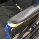 Drive Medical Blue Streak Lightweight Foldable Wheelchair - Enhanced Mobility Support - Durable Construction - Padded Comfort - Swing-Away Leg Rests - Desk Arms - Blue/Black - 18 Inch Seat