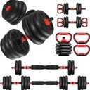 Adjustable Dumbbells, 20 lbs Free Weight Set with Connector, 4 in 1 Dumbbells Set Used as Barbell/Kettlebells/Push up Stand, Fitness Workout Equipment for Home Gym for Youth, Women/Men