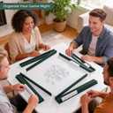 4PCS Wooden Mahjong Racks with Magnetic Pushers, 20 in Natural Wood American Mahjong Tile Rack Set, Modern Table Game Accessories for Mahjong Tiles (Dark Green, 20)