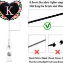 5 x Letter K Acrylic Badge Reel with Glitter - Sparkling Christmas Gift for Nurses, Teachers, Students & Office, Holiday ID Holder for RN, CNA, LPN