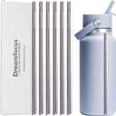 Dreamfocus Reusable Metal Straws Replacement Stainless Steel for Hydro Flask Wide Mouth Bottle 32 oz 6-Pack