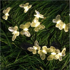 Solar Garden Lights Outdoor Waterproof 4 Pack 32 LED Decorative Warm White Swaying Butterfly Lights Garden Decor Stakes for Outside Yard Pathway Lawn Grave Decor